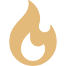 Gold flame icon representing authentic grilling
